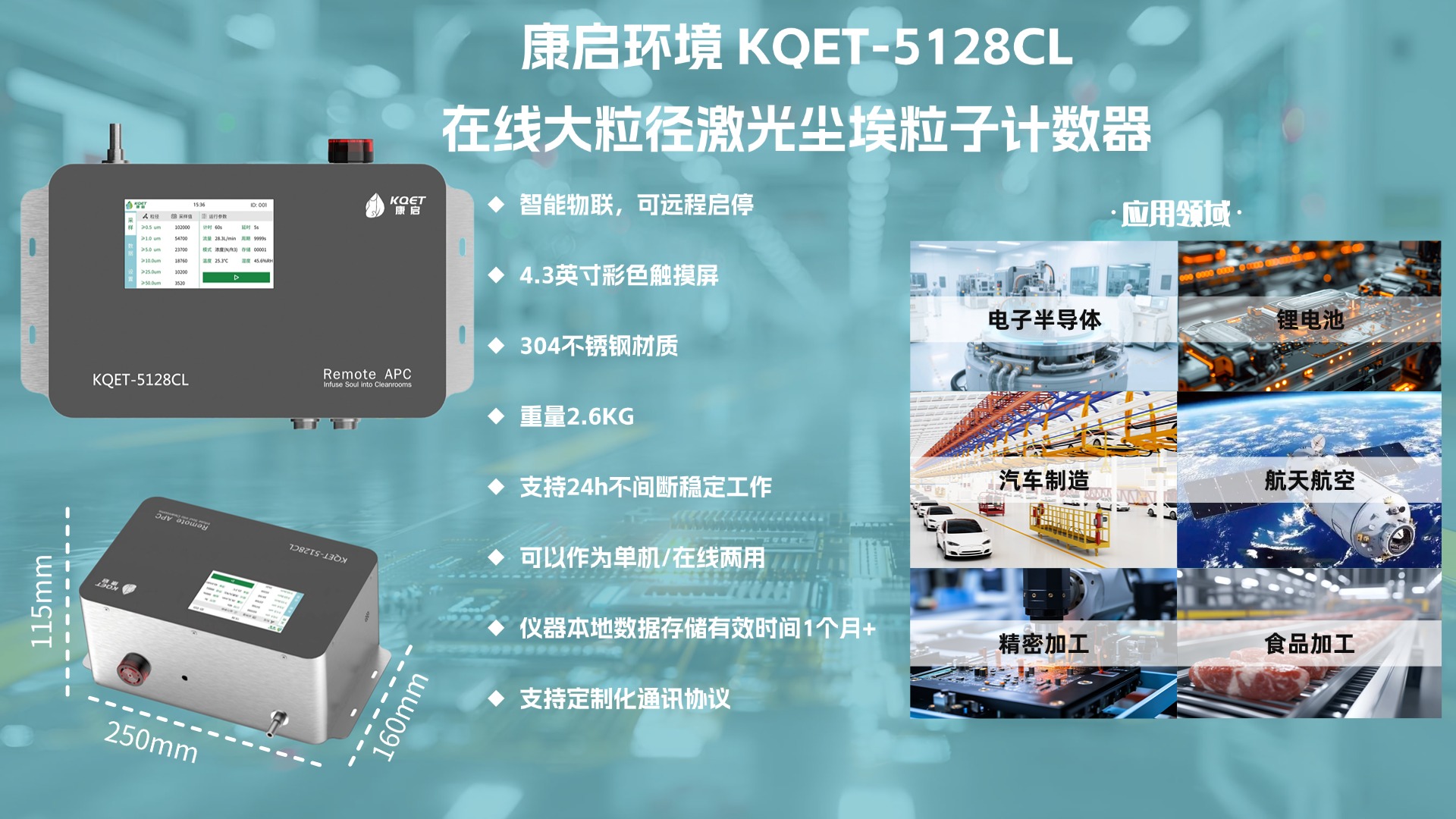 康启新研发首发！KQET-5128CL 大粒径洁净监测仪：0.5-50μm 精准捕捉，破解多行业监测难题
