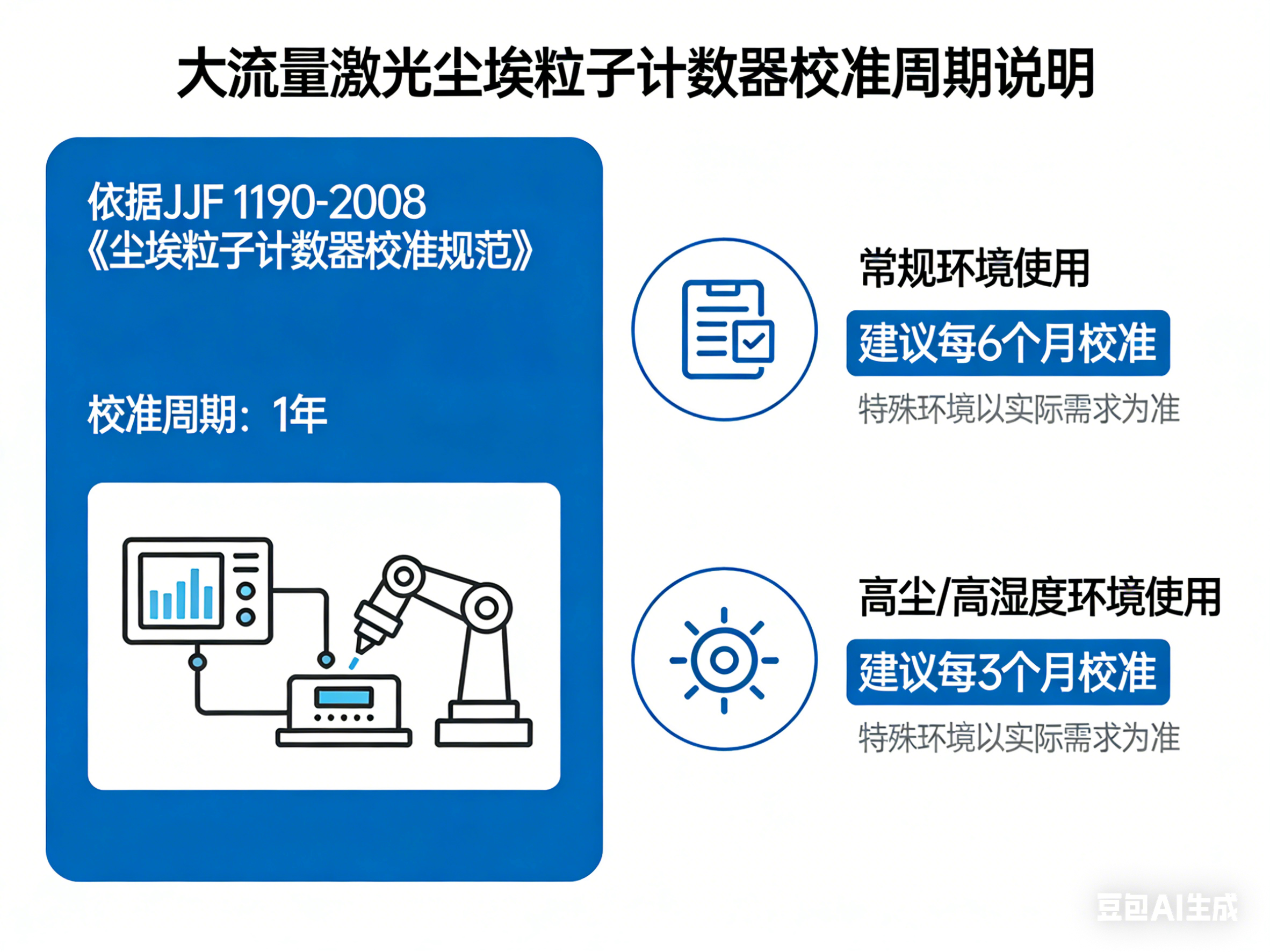 大流量激光尘埃粒子计数器的校准周期是多久？